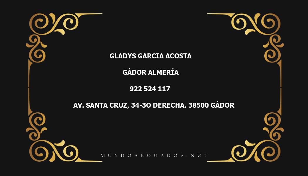 abogado Gladys Garcia Acosta en la localidad de Gádor