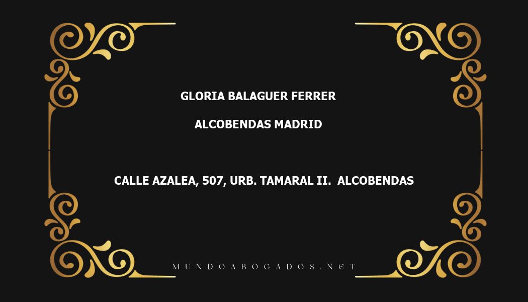 abogado Gloria Balaguer Ferrer en la localidad de Alcobendas