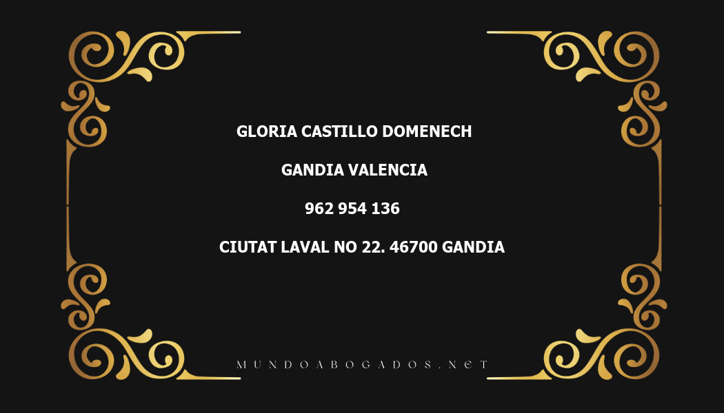 abogado Gloria Castillo Domenech en la localidad de Gandia