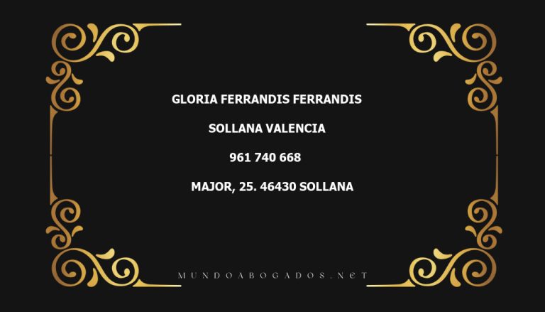 abogado Gloria Ferrandis Ferrandis en la localidad de Sollana