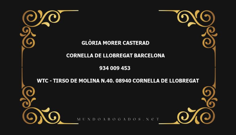 abogado Glòria Morer Casterad en la localidad de Cornella de Llobregat