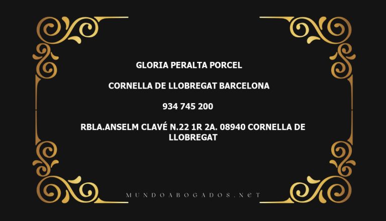 abogado Gloria Peralta Porcel en la localidad de Cornella de Llobregat