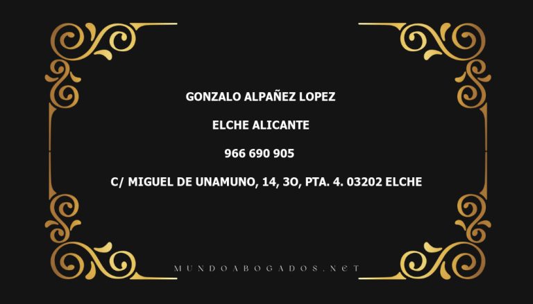 abogado Gonzalo Alpañez Lopez en la localidad de Elche