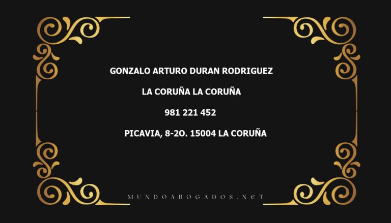 abogado Gonzalo Arturo Duran Rodriguez en la localidad de La Coruña