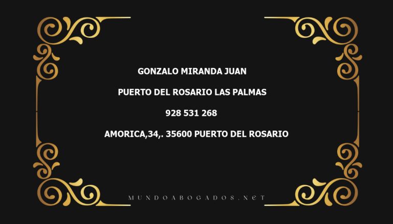 abogado Gonzalo Miranda Juan en la localidad de Puerto del Rosario