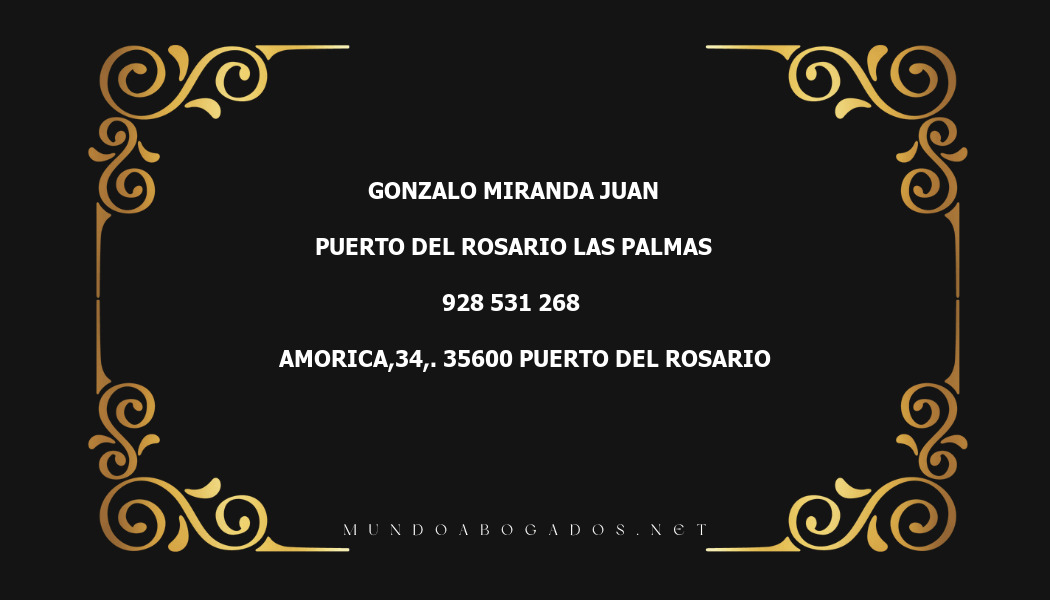 abogado Gonzalo Miranda Juan en la localidad de Puerto del Rosario