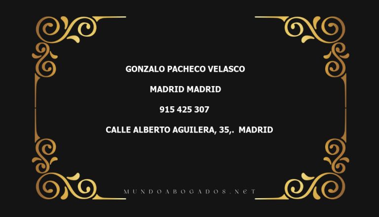 abogado Gonzalo Pacheco Velasco en la localidad de Madrid