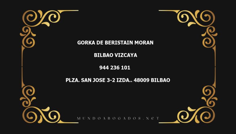 abogado Gorka De Beristain Moran en la localidad de Bilbao