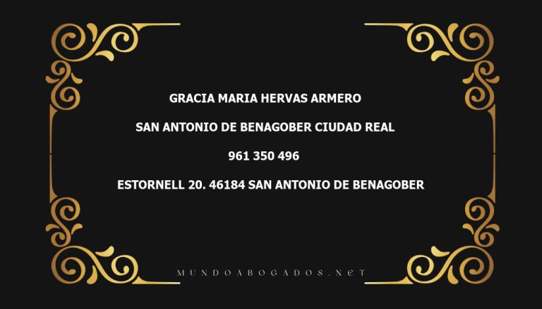 abogado Gracia Maria Hervas Armero en la localidad de San Antonio de Benagober