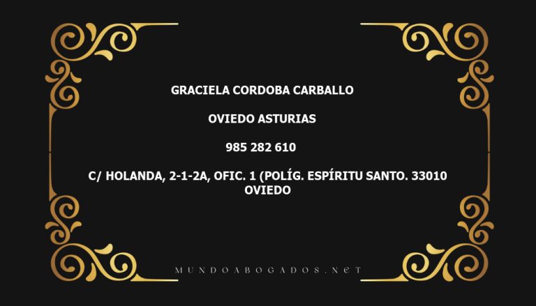 abogado Graciela Cordoba Carballo en la localidad de Oviedo