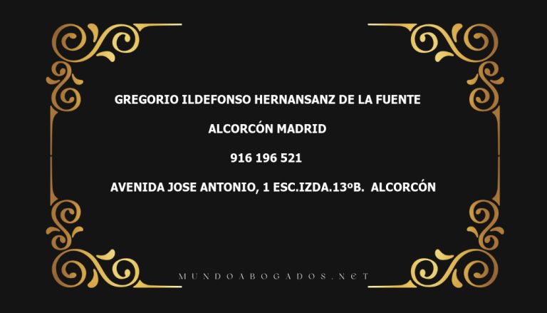 abogado Gregorio Ildefonso Hernansanz De La Fuente en la localidad de Alcorcón