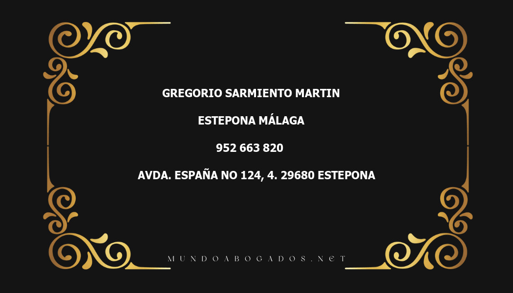 abogado Gregorio Sarmiento Martin en la localidad de Estepona