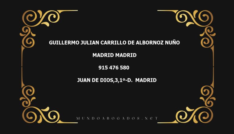 abogado Guillermo Julian Carrillo De Albornoz Nuño en la localidad de Madrid