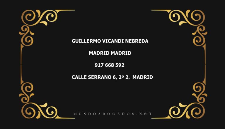 abogado Guillermo Vicandi Nebreda en la localidad de Madrid