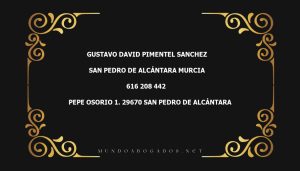 abogado Gustavo David Pimentel Sanchez en la localidad de San Pedro de Alcántara