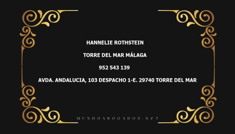 abogado Hannelie Rothstein en la localidad de Torre del Mar