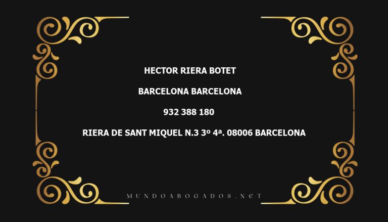 abogado Hector Riera Botet en la localidad de Barcelona