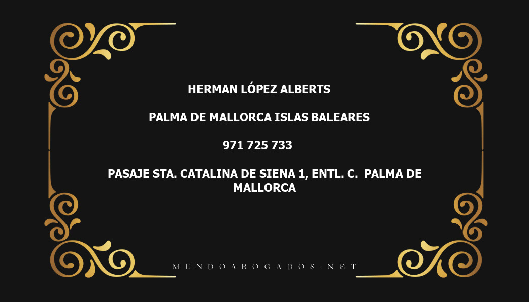 abogado Herman López Alberts en la localidad de Palma de Mallorca