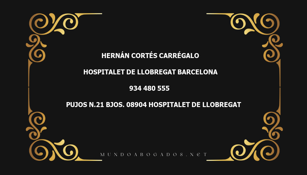 abogado Hernán Cortés Carrégalo en la localidad de Hospitalet de Llobregat