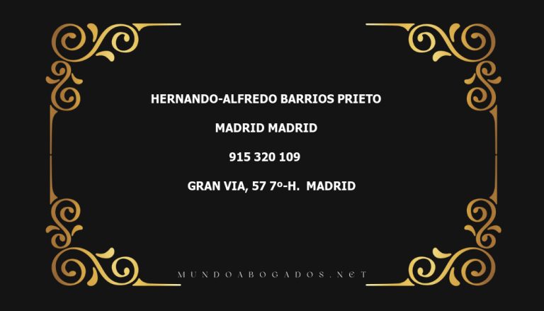 abogado Hernando-Alfredo Barrios Prieto en la localidad de Madrid