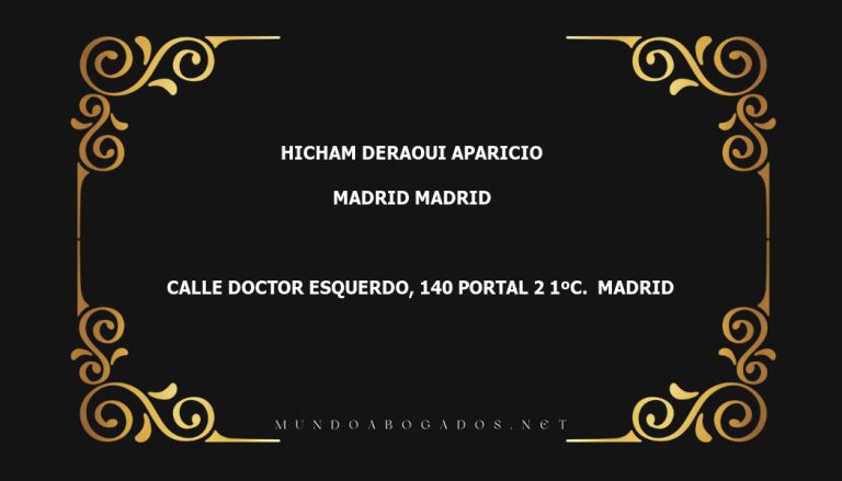 abogado Hicham Deraoui Aparicio en la localidad de Madrid