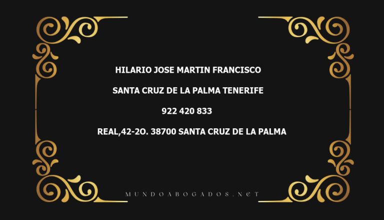 abogado Hilario Jose Martin Francisco en la localidad de Santa Cruz de la Palma