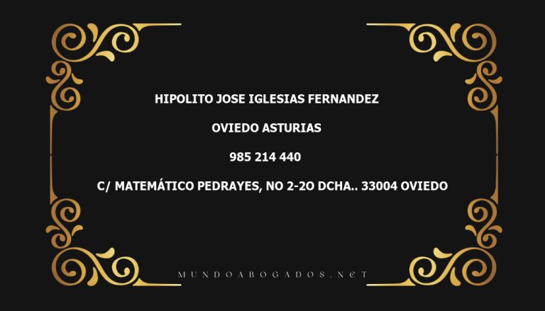 abogado Hipolito Jose Iglesias Fernandez en la localidad de Oviedo