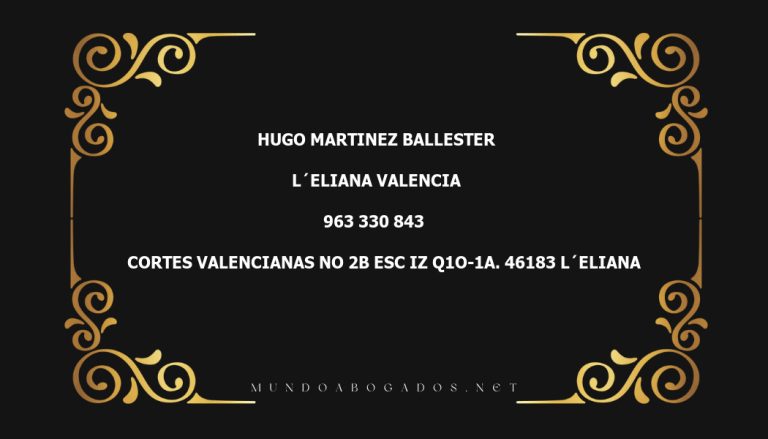 abogado Hugo Martinez Ballester en la localidad de L´Eliana