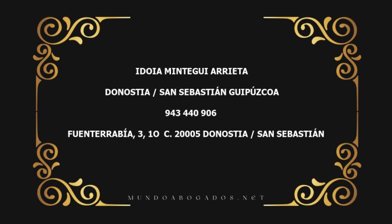 abogado Idoia Mintegui Arrieta en la localidad de Donostia / San Sebastián