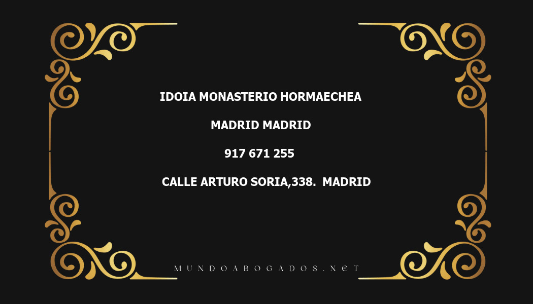 abogado Idoia Monasterio Hormaechea en la localidad de Madrid