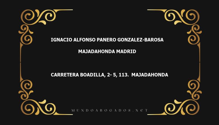 abogado Ignacio Alfonso Panero Gonzalez-Barosa en la localidad de Majadahonda