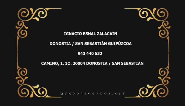 abogado Ignacio Esnal Zalacain en la localidad de Donostia / San Sebastián