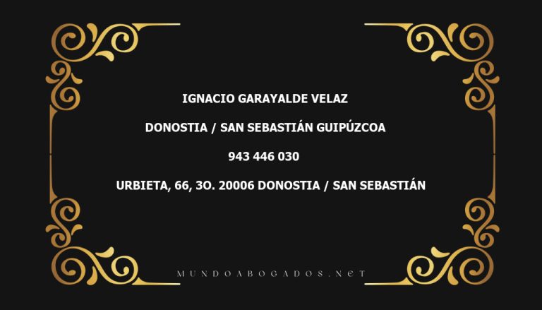 abogado Ignacio Garayalde Velaz en la localidad de Donostia / San Sebastián