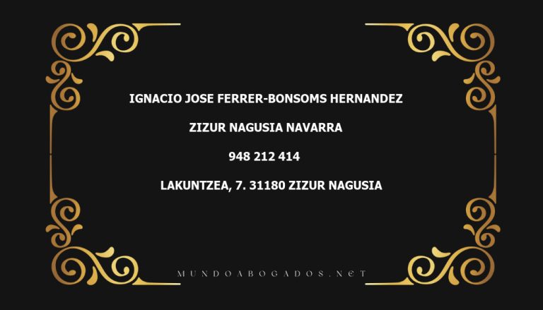 abogado Ignacio Jose Ferrer-Bonsoms Hernandez en la localidad de Zizur Nagusia