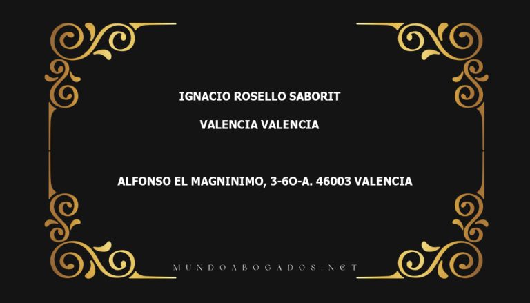 abogado Ignacio Rosello Saborit en la localidad de Valencia