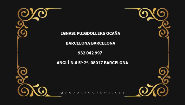 abogado Ignasi Puigdollers Ocaña en la localidad de Barcelona