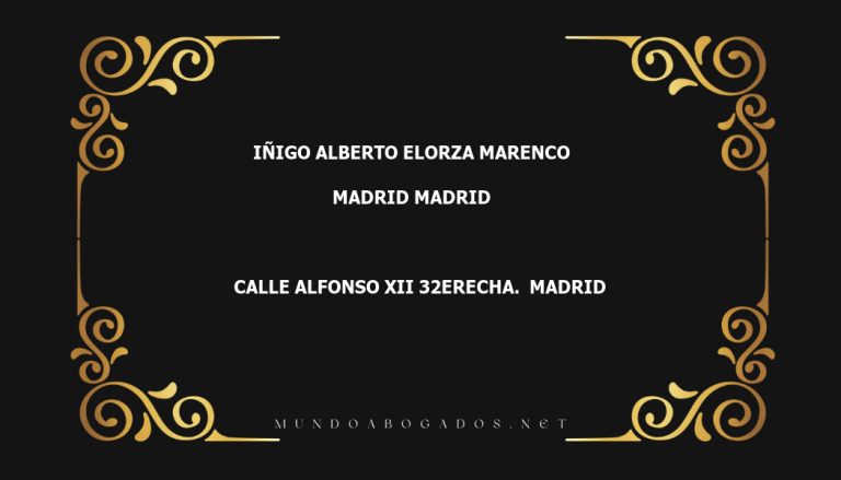 abogado Iñigo Alberto Elorza Marenco en la localidad de Madrid