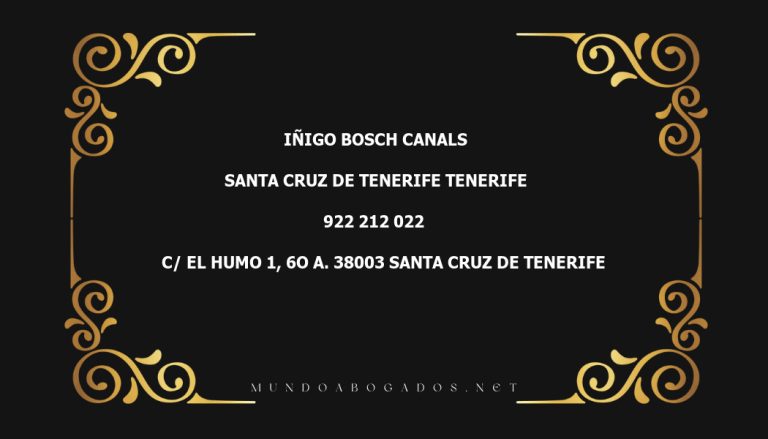 abogado Iñigo Bosch Canals en la localidad de Santa Cruz de Tenerife