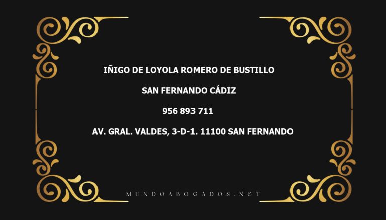 abogado Iñigo De Loyola Romero De Bustillo en la localidad de San Fernando