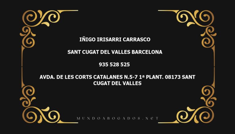 abogado Iñigo Irisarri Carrasco en la localidad de Sant Cugat del Valles