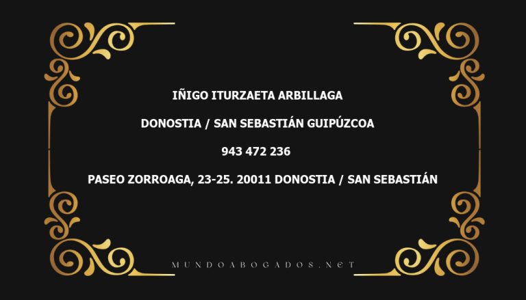 abogado Iñigo Iturzaeta Arbillaga en la localidad de Donostia / San Sebastián