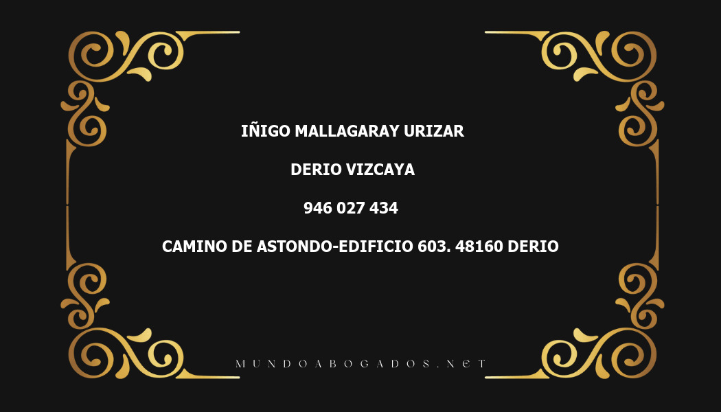 abogado Iñigo Mallagaray Urizar en la localidad de Derio