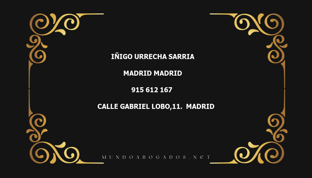 abogado Iñigo Urrecha Sarria en la localidad de Madrid