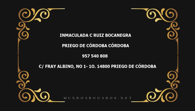 abogado Inmaculada C Ruiz Bocanegra en la localidad de Priego de Córdoba