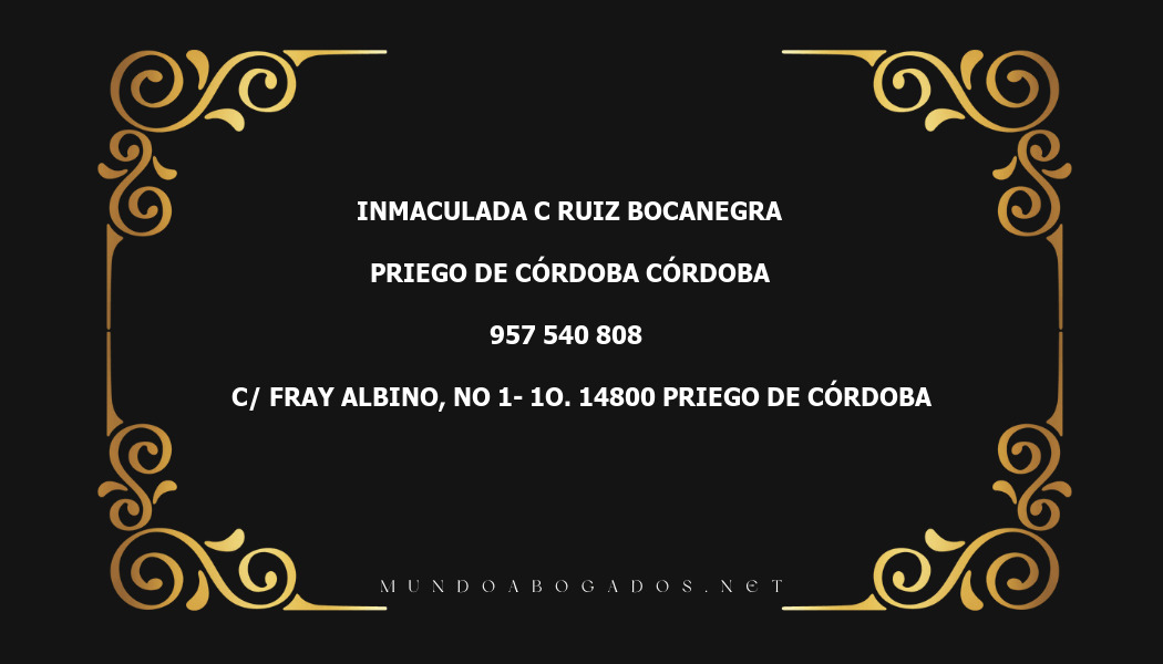 abogado Inmaculada C Ruiz Bocanegra en la localidad de Priego de Córdoba