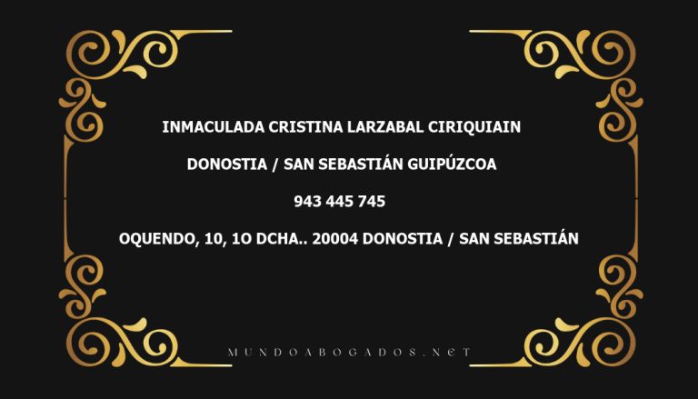 abogado Inmaculada Cristina Larzabal Ciriquiain en la localidad de Donostia / San Sebastián