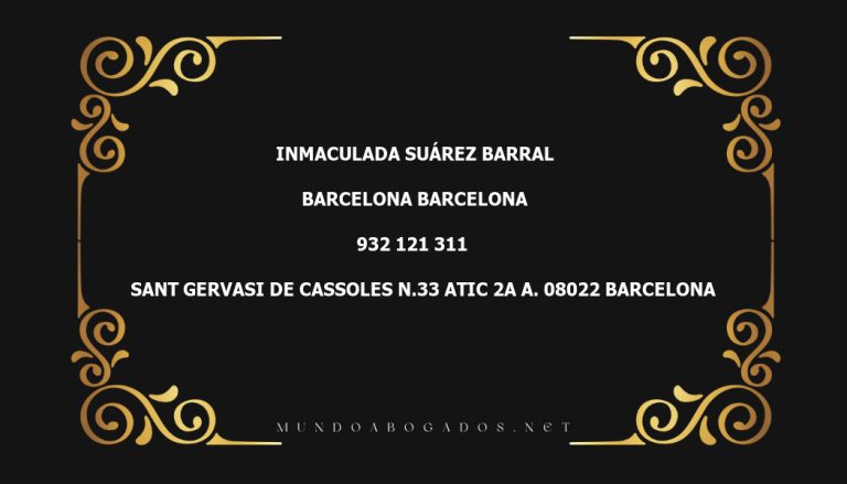 abogado Inmaculada Suárez Barral en la localidad de Barcelona