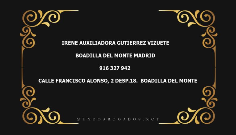 abogado Irene Auxiliadora Gutierrez Vizuete en la localidad de Boadilla del Monte