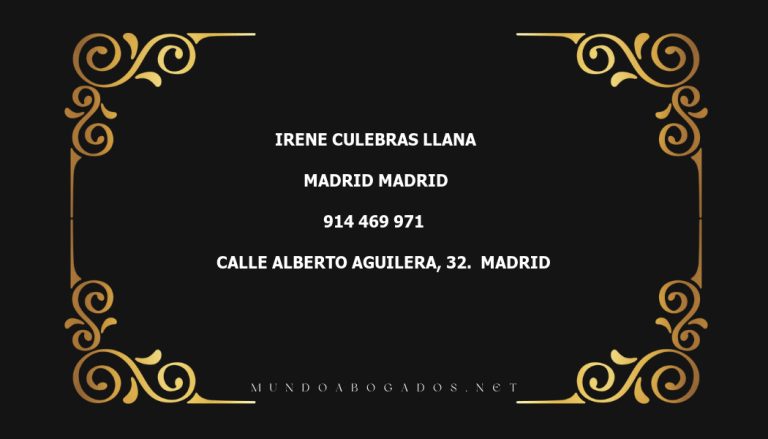 abogado Irene Culebras Llana en la localidad de Madrid