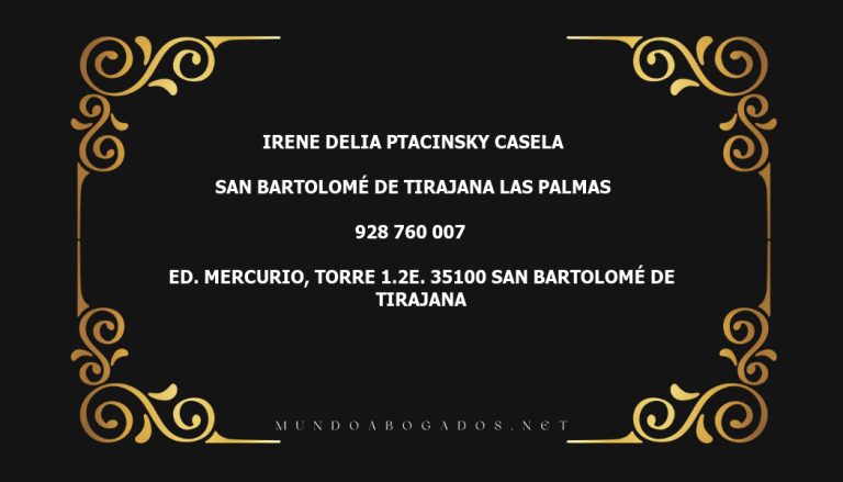 abogado Irene Delia Ptacinsky Casela en la localidad de San Bartolomé de Tirajana